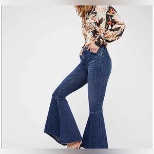Free People Ruffle Super Flare Jean 26 Bell Bottom